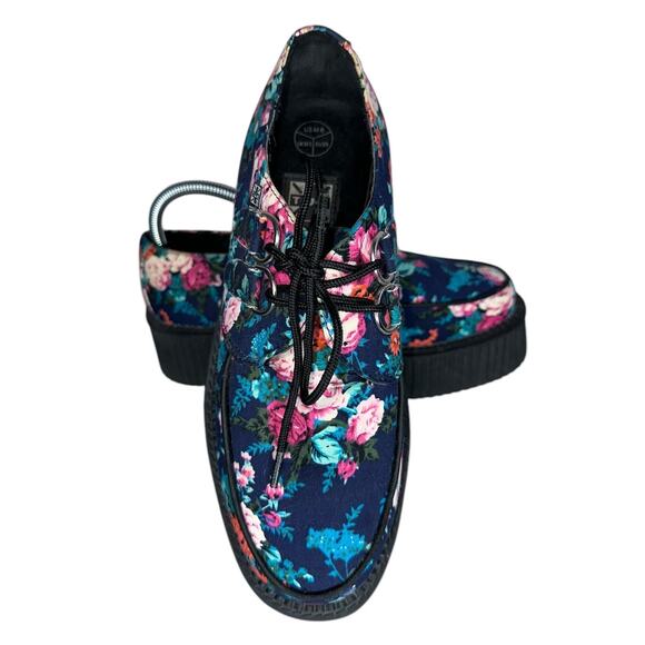 tuk Shoes - Tuk Women's Floral Print Creepers Platform Lace Up Shoes Size 8